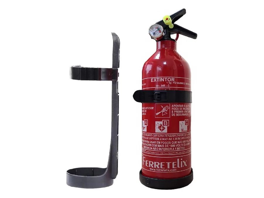 Ferretelix extintor de polvo ABC 1 kg, con soporte de montaje