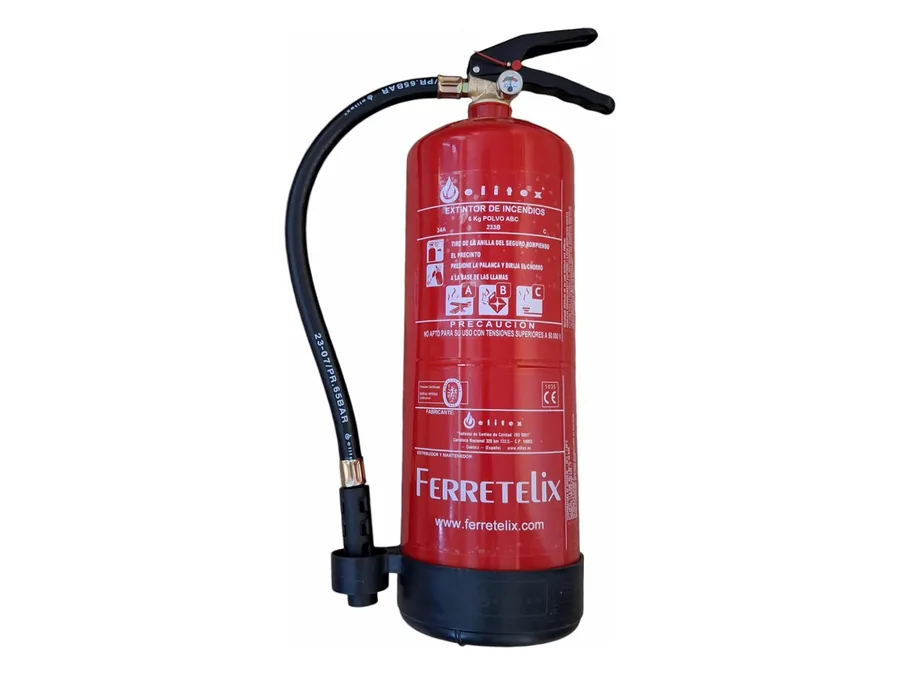 Ferretelix extintor de polvo ABC 6 kg (34A 233B C), con soporte de pared