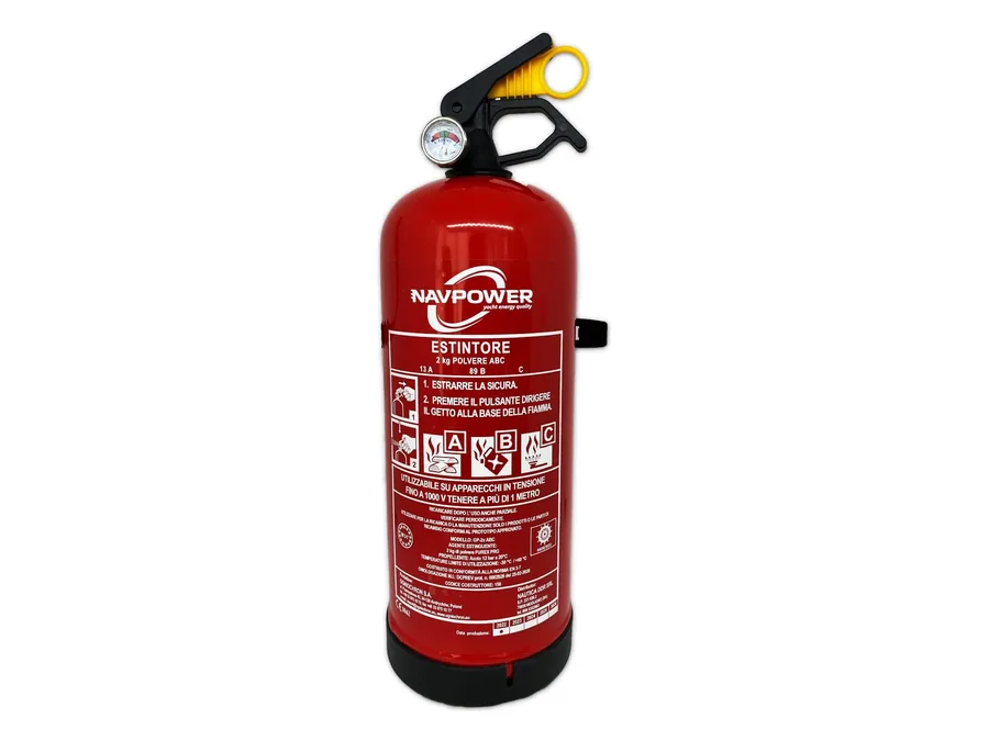 Extintor de polvo ABC 1 kg de aluminio (8A 34B C), homologado RINA y MED
