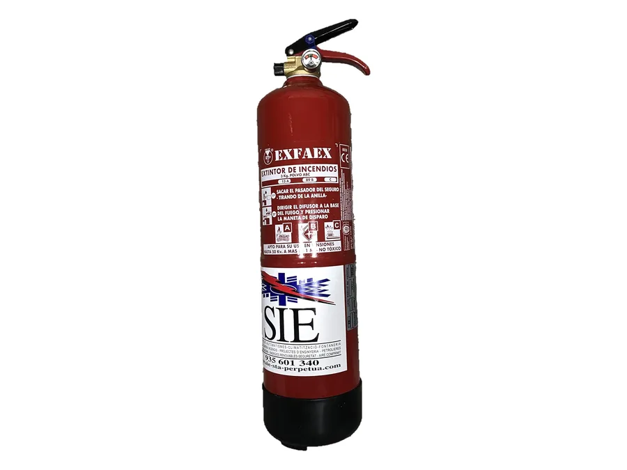 SIE extintor de polvo ABC 3 kg (13A 89B C), con soporte de pared y base